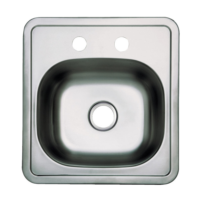 Kingston Brass Studio 15-Inch Stainless Steel Self-Rimming Single Bowl Bar Sink, 2 hole, 21-Gauge
