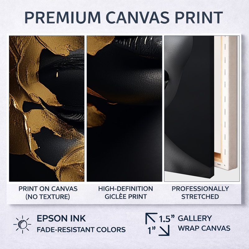 Black and gold Gilded woman Photo III - Woman Wall Art, Wrapped Canvas, 40" H x 30" W x 1.5" D