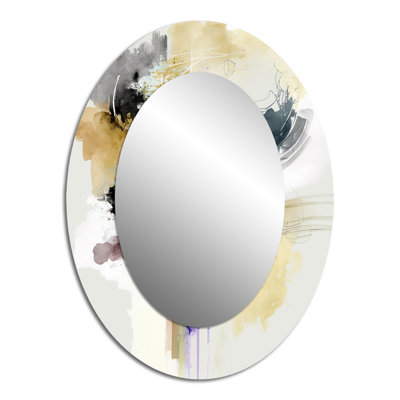 Alizarin Order II - Black Modern Oval Wall Mirror