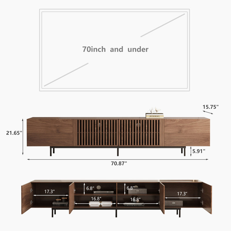 Crédence de rangement Charmelle, H 21,65 po x L 70,87 po x l 15,75 po