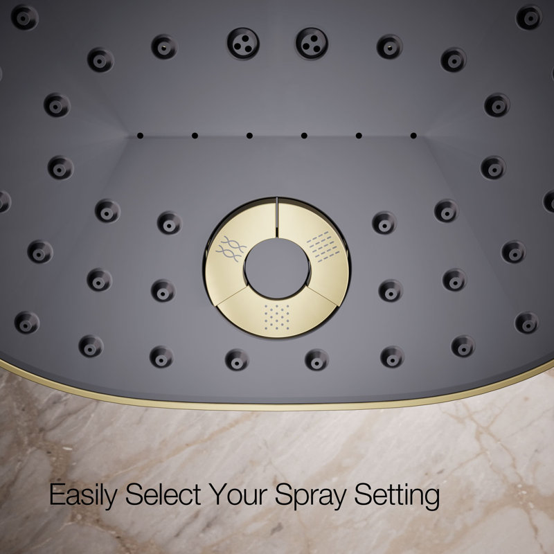 Statement™ 2.5 GPM Oval Multifunction Showerhead with Katalyst Air-Induction Technology, Vibrant French Gold