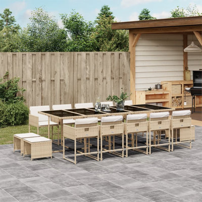  Garden Dining Set Beige, Black