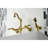 Kingston Brass Heritage Double-Handle 3-Hole Wall-Mount Bridge Kitchen Faucet with Brass Sprayer-29488024