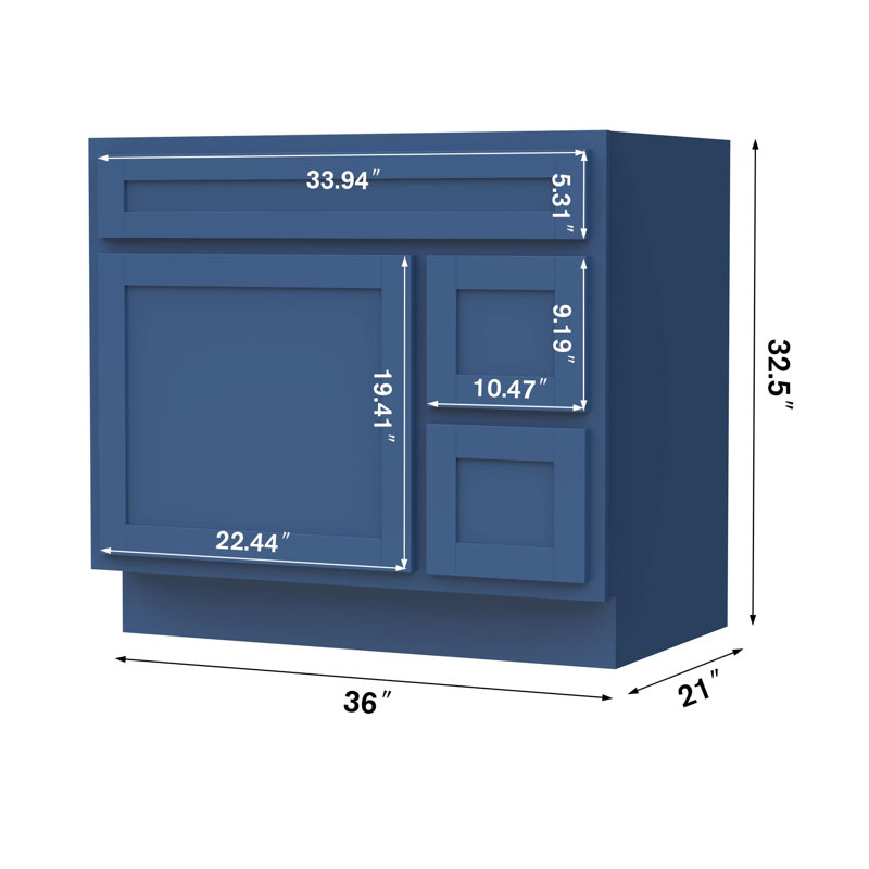 Base de meuble-lavabo simple Hibbitts 36 po seulement, Bleu