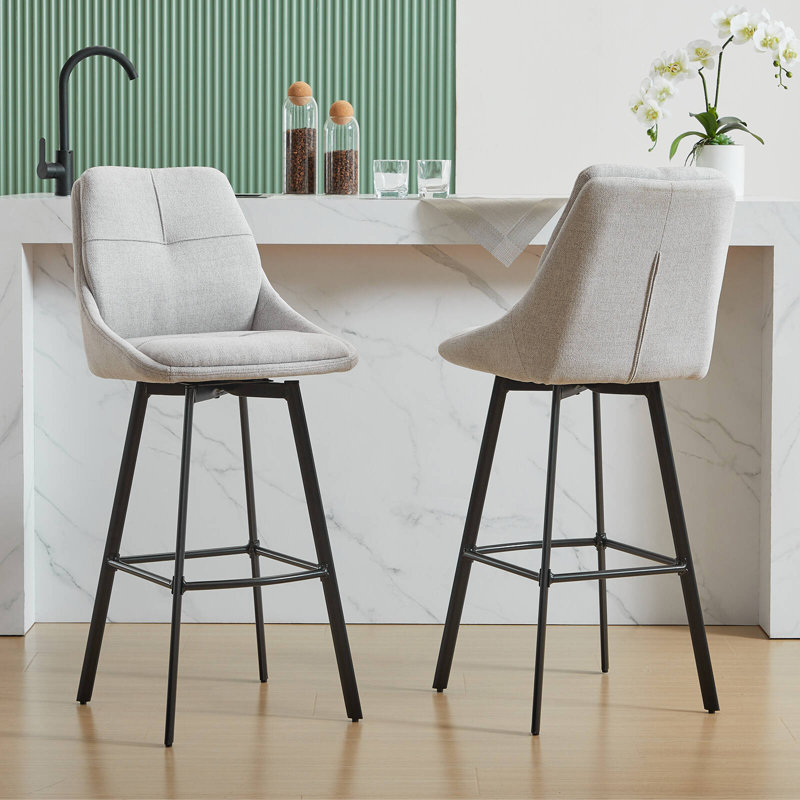 Avianah Swivel Upholstered Counter Stool with Metal Frame, Gray