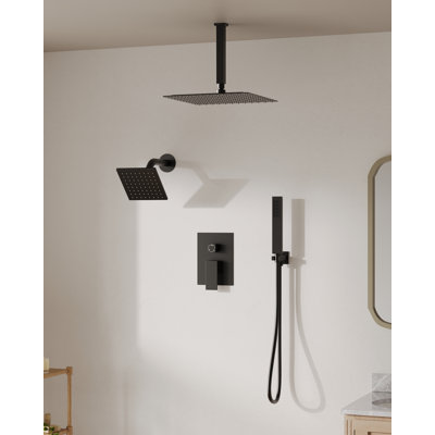 Système de douche à pluie à pression équilibrée 10 po, têtes de douche DualRainShower avec valve brute