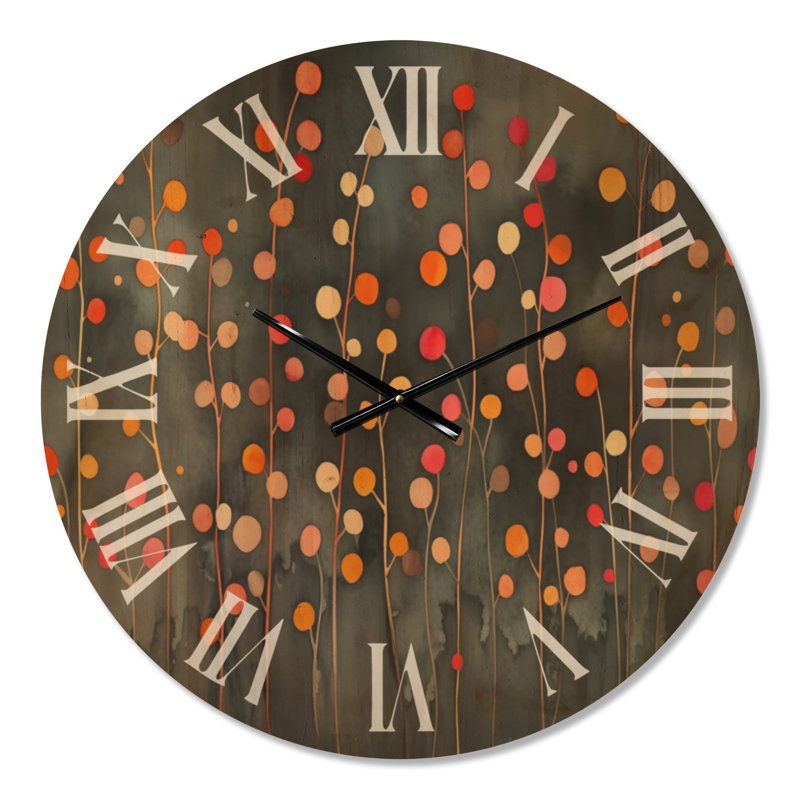 Grande horloge murale en bois botanique - Collage d'automne de feuilles en automne, Large