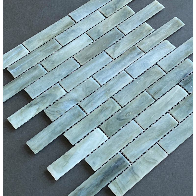Carrelage mural mosaïque en verre irisé 1 "x 4", Gris orageux