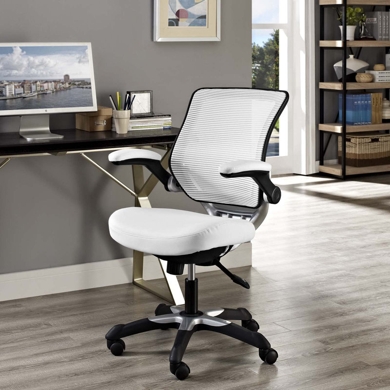 White Mesh and Leatherette Adjustable Office Chair