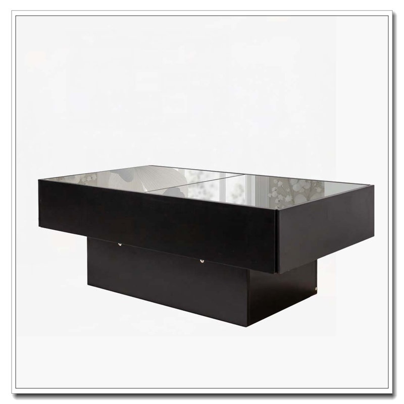 Table basse extensible avec plateau coulissant pour le salon, H 14,96 po x L 39,37 po x l 19,69 po, Noir, Bois