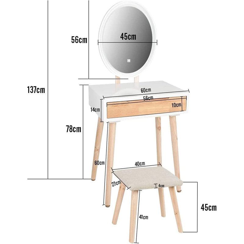 Tablette flottante de 47 po avec tiroir, bureau pour la chambre à coucher et la salle de bain, or noir, commode avec espace de rangement