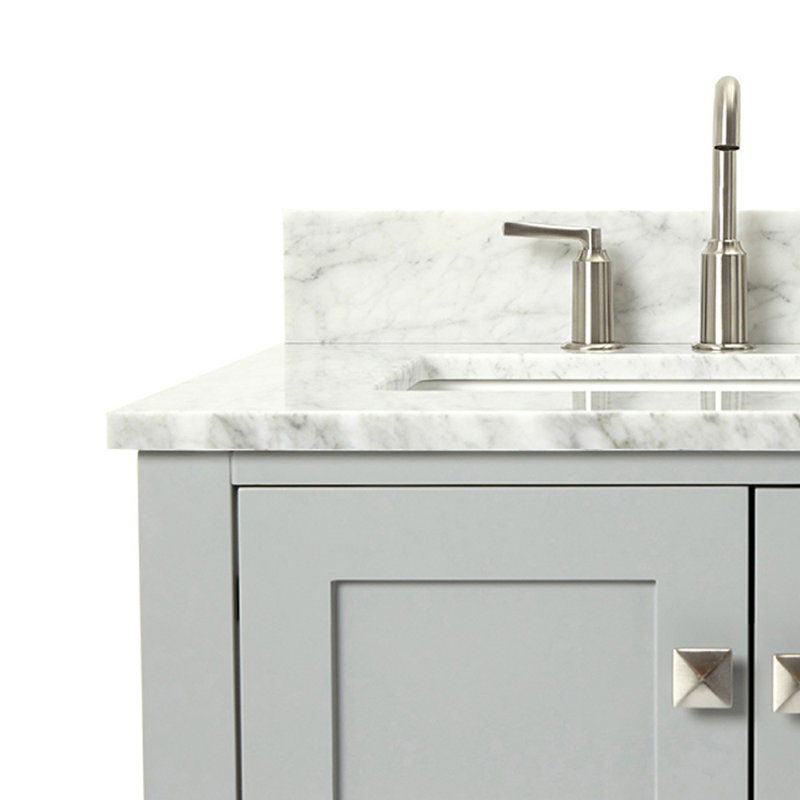 Flynt 37'' Single Bathroom Vanity with Carrara Marble Top, Gray