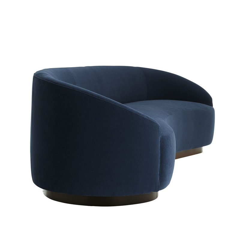 Turner Small Sofa Paprika Velvet, Dark Walnut, 29.5"H x 108"W x 34"D, Indigo Velvet