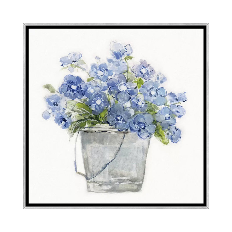 «Blue Belles II» par Sally Swatland - reproduction d'art, Silver Framed, Pas de tapis, H 26 po x l 26 po x P 1,5 po