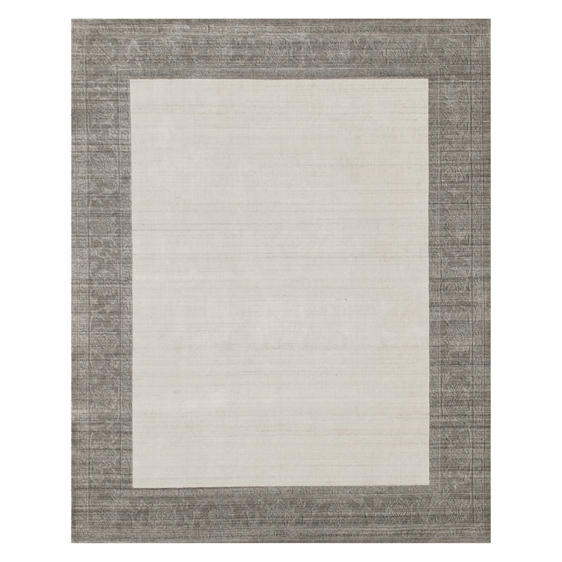 Tapis brun / ivoire de haute qualité noué à la main, Rectangle 8 pi x 10 pi