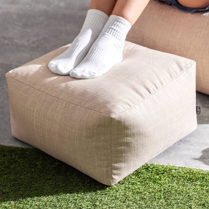 Upholstered Outdoor Ottoman, Natural