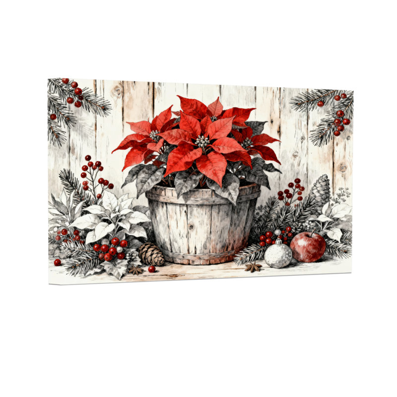 Motif décoratif de pot de poinsettia, H 12 po x l 18 po
