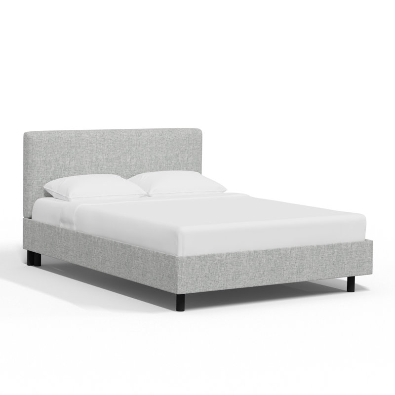 Lit plateforme tapissier Eisley, Grand, Lin texturé pierre ponce Zuma