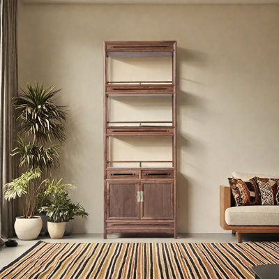 Chinese Style Vintage Solid Wooden Bookcase