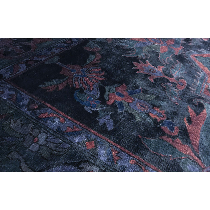 Tapis noir de haute qualité noué à la main