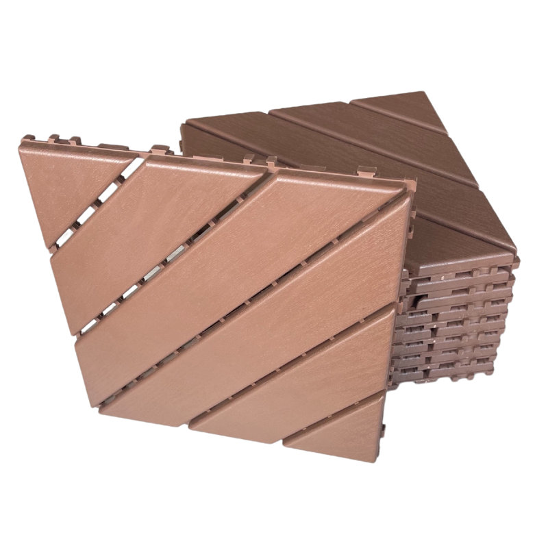 12'' x 12'' Plastic Interlocking Deck Tiles, Brown