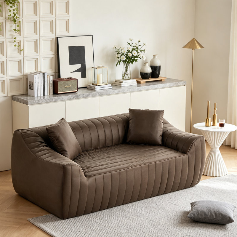 Canapé moderne, siège confortable rembourré, canapé 2 places avec 2 coussins, causeuse surdimensionnée pour le salon, aucun assemblage requis