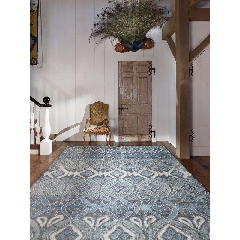 Bali Geometric Area Rug in Blue, Rectangle 10' x 14'