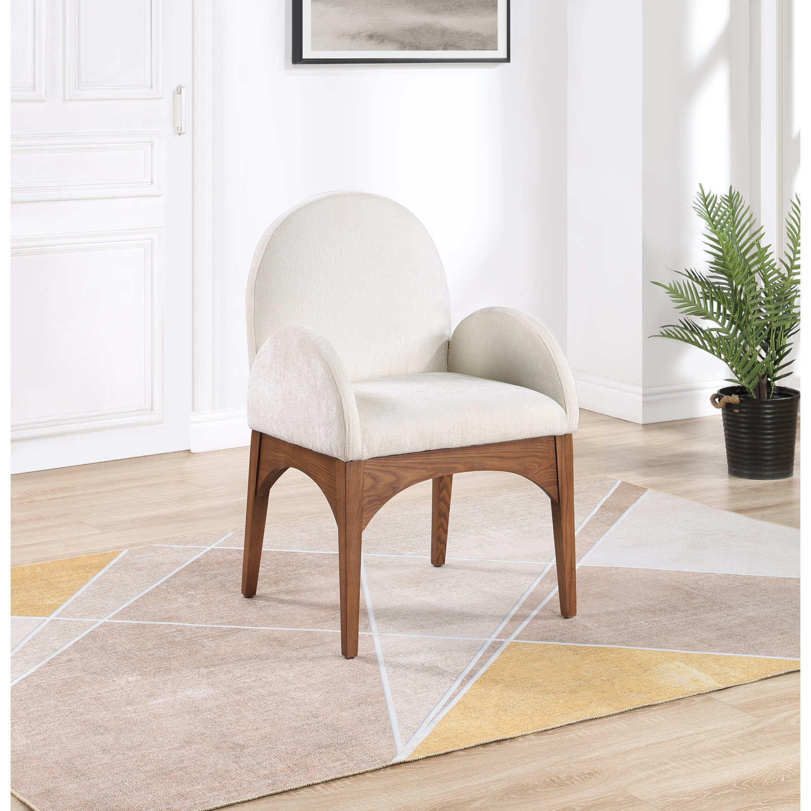 Waldorf Armchair, Walnut, Cream Chenille