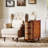 Solid Wood End Table, 3-Drawer Rattan Side Table, Night Stand with 3 Rattan Drawers and Exquisite Embossed Handles for Living Room, No Assembly Required (Walnut & Oak, 1PC)