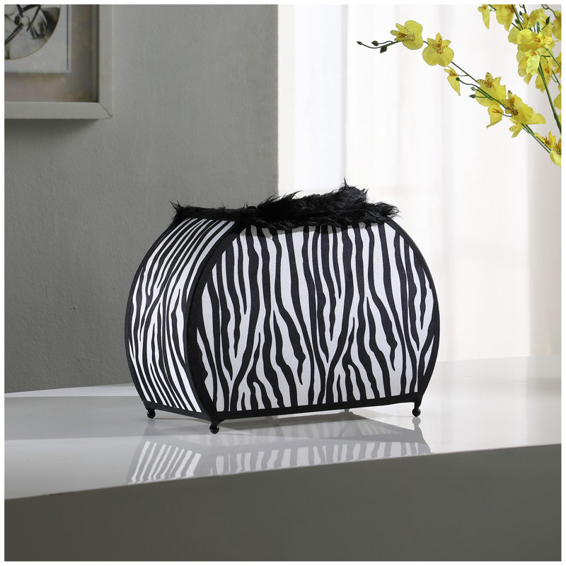 11.75" In Zebra Animal Print Purse W/ Black Faux Handle Table Lamp