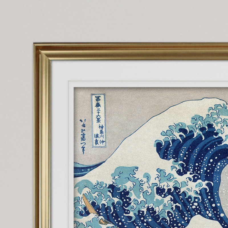 «The Great Wave» par Katsushika Hokusai, reproduction sur toile tendue, H 31 po x l 43 po, Papier dans un cadre photo