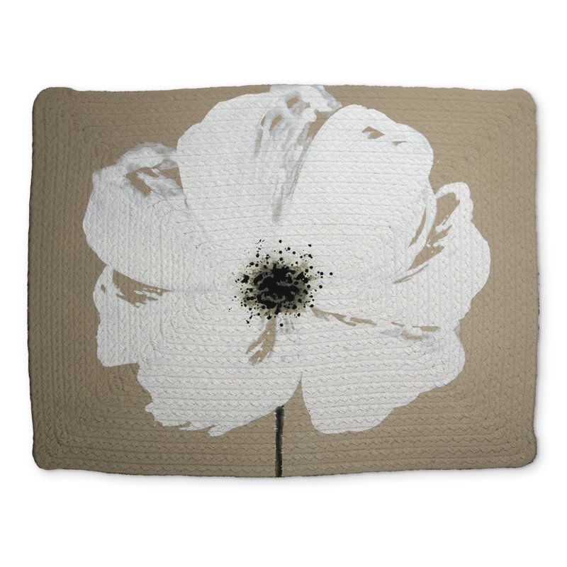 Abstract Color Splash Flower White Braided Polyester Placemat