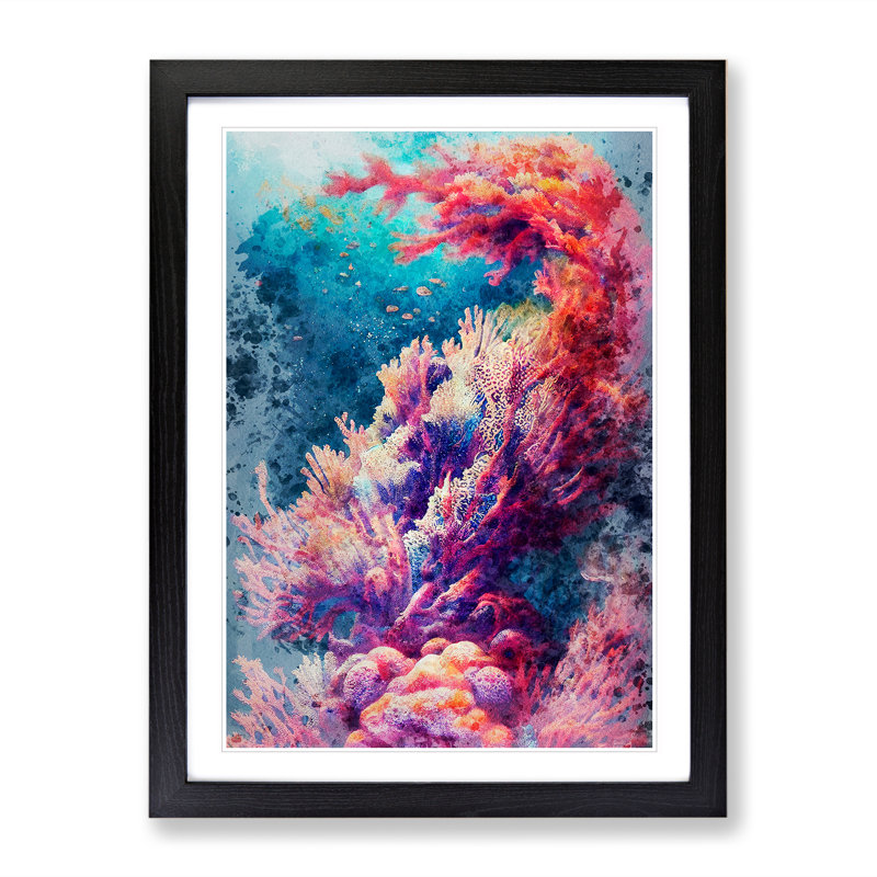 Beauteous Coral Reef - Single Picture Frame Print, 64cm H x 46cm W x 2cm D, Black Framed