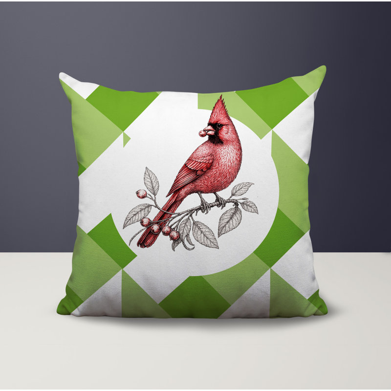 Oreiller réversible intérieur / extérieur Red Cardinal, 16 x 16, Vert printanier