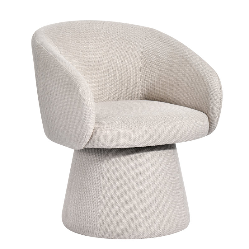 Linen Upholstered Barrel Dining Chair