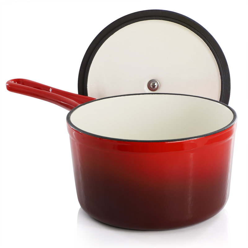 Casserole en fonte émaillée 2 pintes MegaChef en rouge dégradé, Rouge