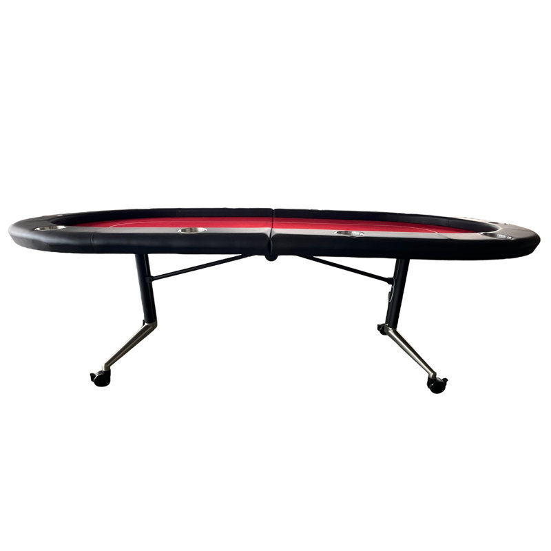Table de poker pliable 94 pouces avec roues pour 10 joueurs, rouge, Rouge