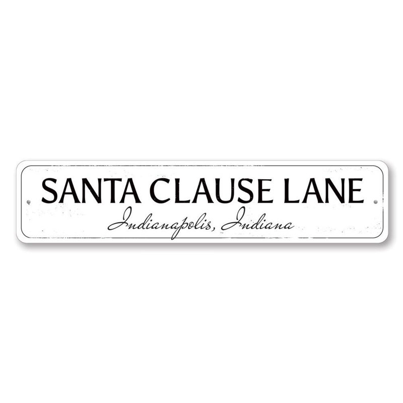 Plaque en aluminium Santa Clause Lane, H 4 po x l 18 po x P 0,04 po