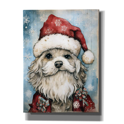 «Dog Like Santa Claus, Youre Sure To Have Being Good» par Momart, art mural sur toile, 40 po x 54 po