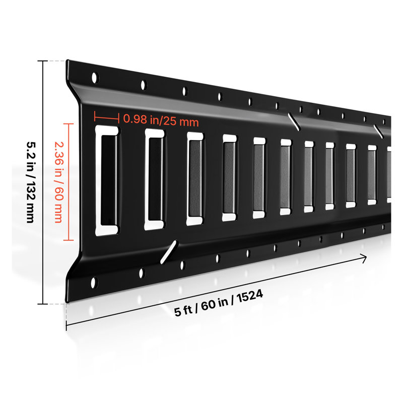 8-Piece E-Track Tie-Down Rail Kit with Assorted Lengths (5ft, 4ft, 2ft, 1ft), Steel Cargo Control System