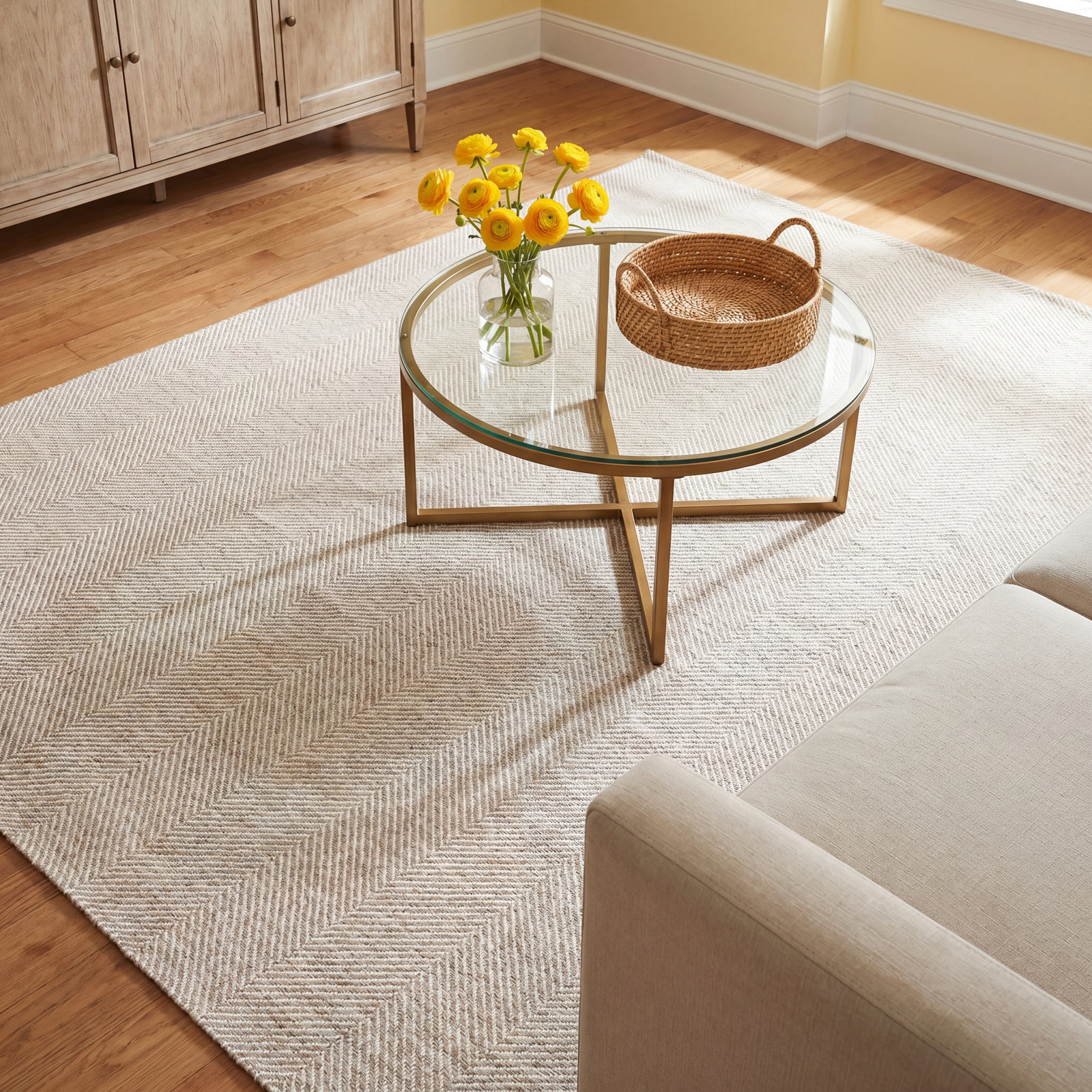 Wheaton Taupe Hand-Tufted Wool Chevron Rug, Rectangle 8' x 10'