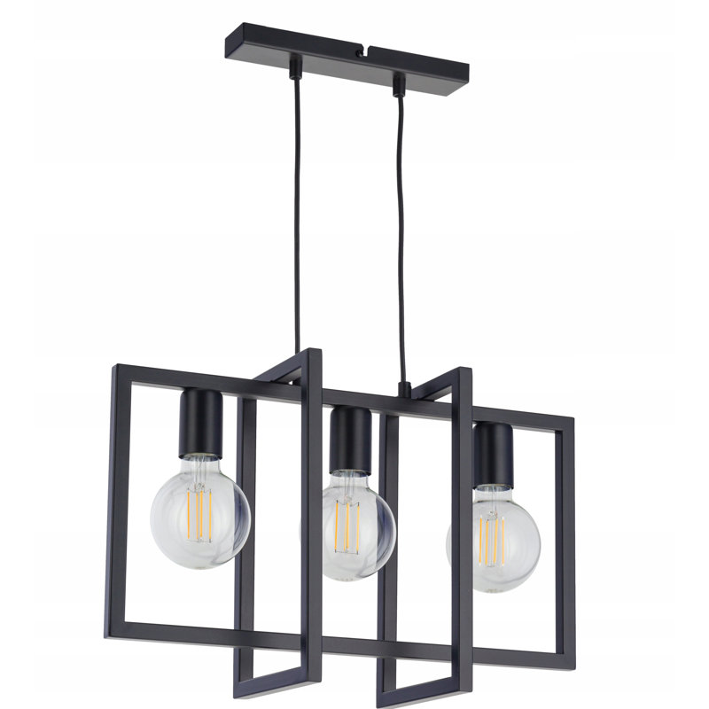 3 - Light Kitchen Island Pendant, 80 x 50 x 18cm, Black