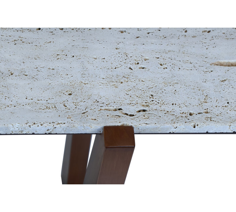 120cm Stone Top Console Table, Brown