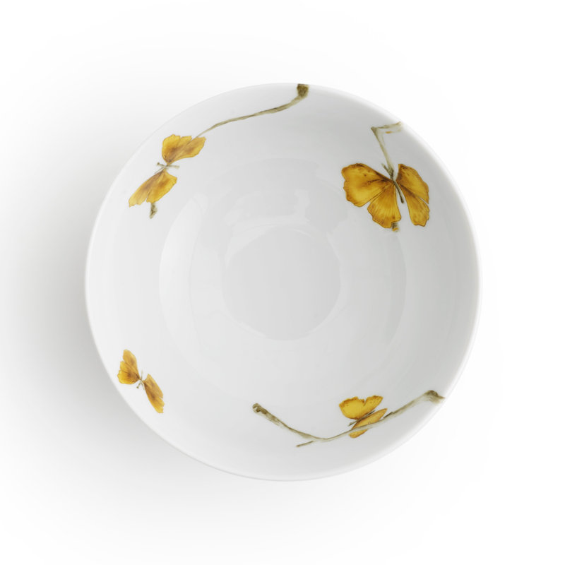 Butterfly Ginkgo Handmade Porcelain Dining Bowl