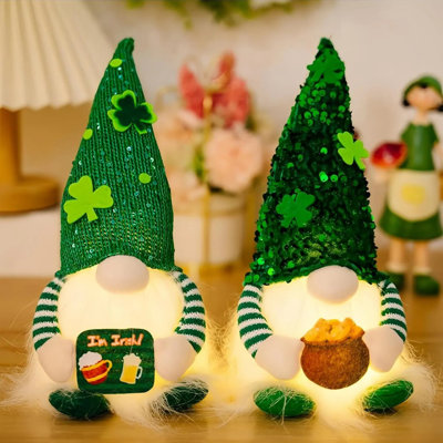 Gnomes de la Saint-Patrick, ornements en peluche de la fête de la Saint-Patrick, décoration de la maison, centre de table, manteau de cheminée, cadeau parfait pour les amis de la famille