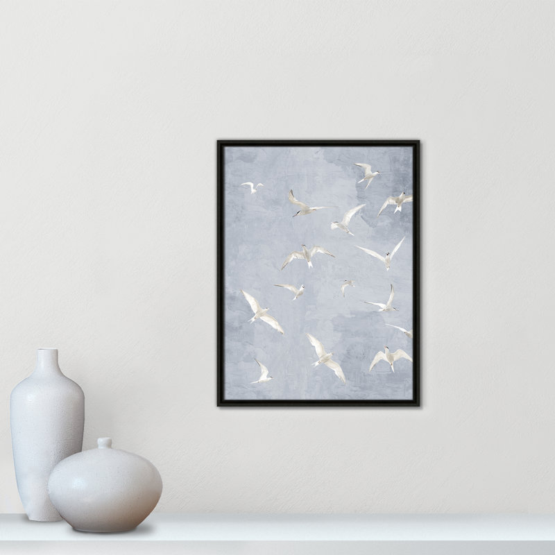 «Flight Flight», impression grise par Kimberly Allen, L 19,5 po x H 25,5 po, Flottant espresso