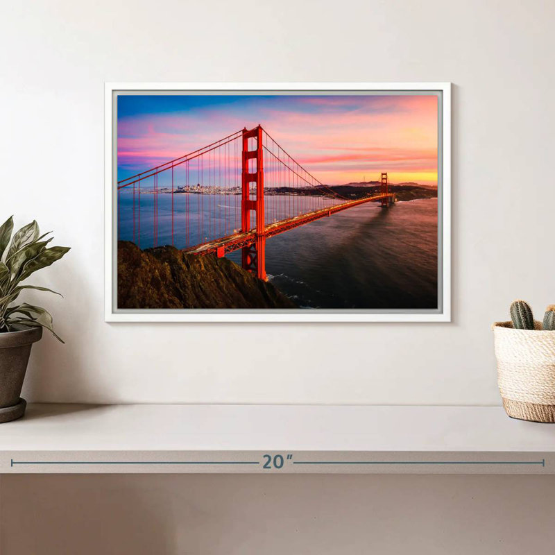Golden Gate, Cadre flottant blanc, 13 po x 9 po