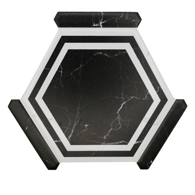 Avant Ontario Night Hexagon Porcelain Tiles – 8.66”x9.84” Designer Wall & Floor Tiles | Modern Stone & Wood Finish