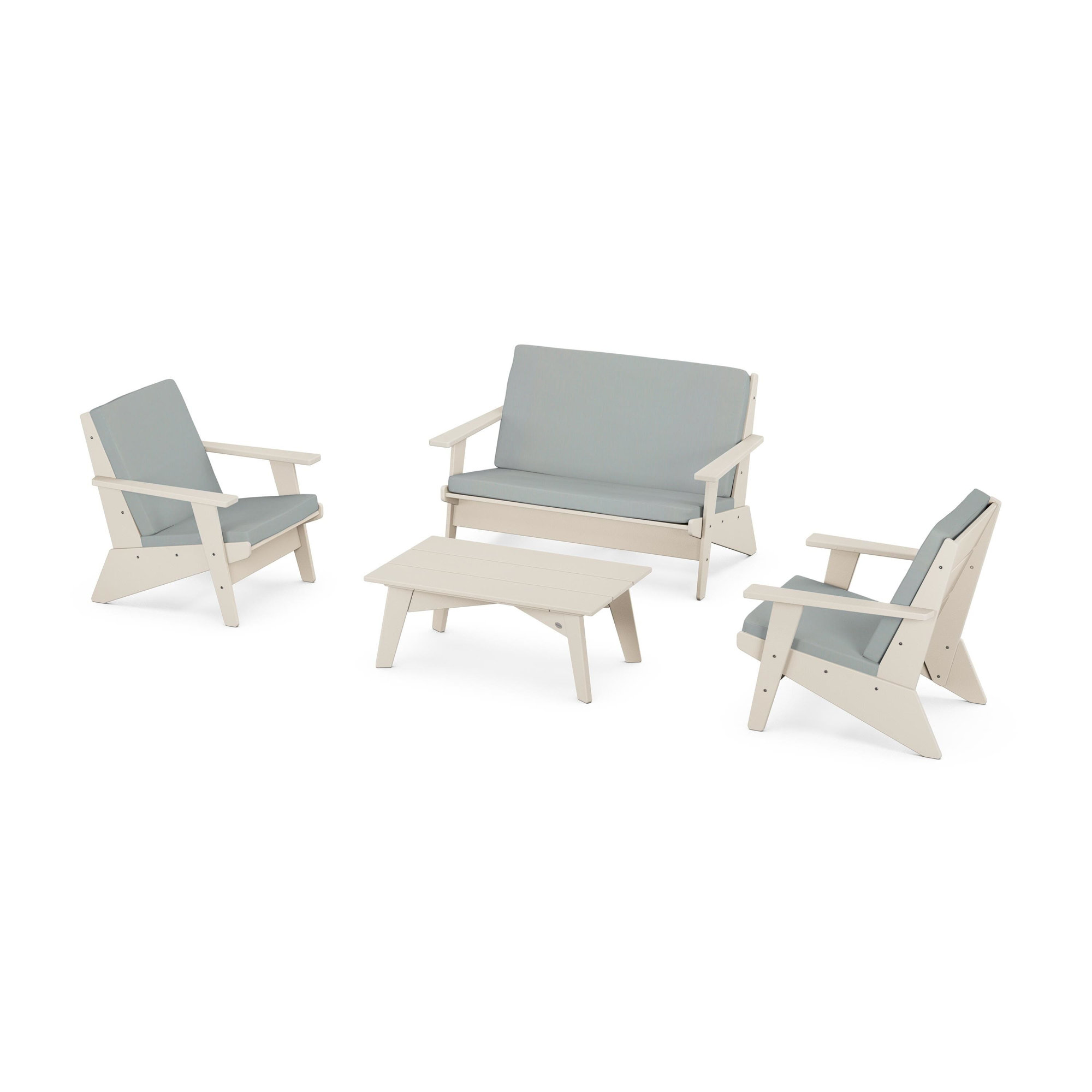 Riviera Modern Lounge 4-Piece Set, Natural, Black