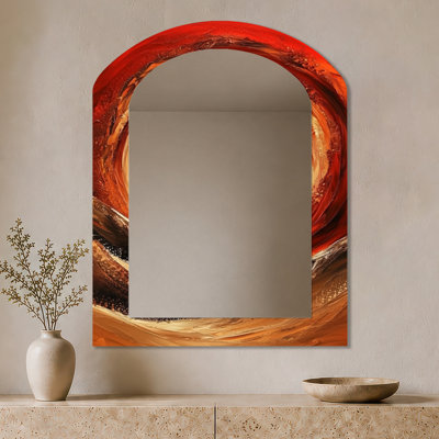 Miroir mural moderne surdimensionné arqué - Paysage abstrait désert en vague d'or II
